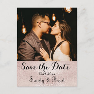 Cartão Postal Casamento de data de gravação de fotos Dourada do 