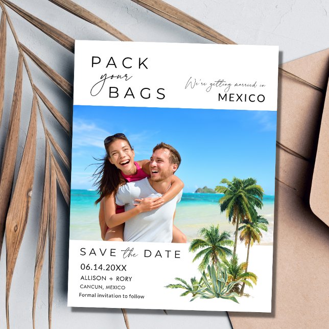 Cartão Postal Casamento de Destino de Praia Salve a Data (Beach Destination Wedding Save the Date Postcard)