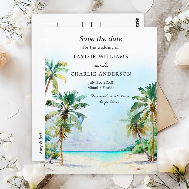 Cartão Postal Casamento De Destino De Praia Tropical Salvar A Da (Criador carregado)