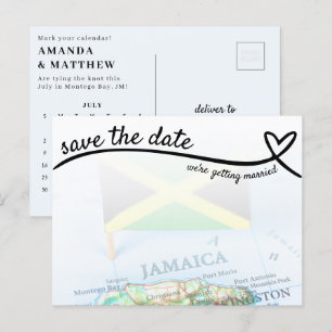 Cartão Postal Casamento de Destino em Jamaica Salve a Data