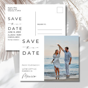 Cartão Postal Casamento de Destino na Praia no México Salve a Da