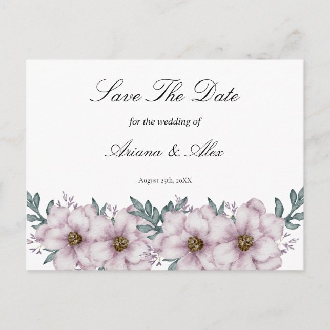 Cartão Postal Casamento de Eucalipto Floral Salve A Data (Frente)