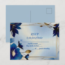 Casamento de flores azuis deco RSVP