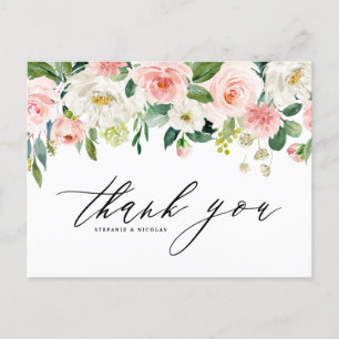 Cartão Postal Casamento de Flores de Jardim Bonito Aquarela Obri