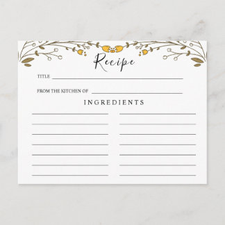 Cartão Postal Casamento de flores silvestres ,Cartão de Receita 
