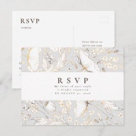 Cartão Postal Casamento de Flores Silvestres Desenhadas à Mão Mi