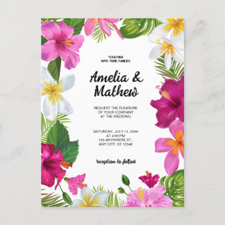 Cartão Postal Casamento de Flores Tropicais Vibrantes