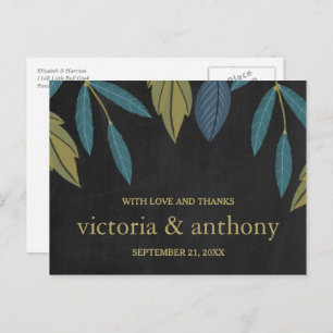 Cartão Postal Casamento de Folha Chalkboard Obrigado