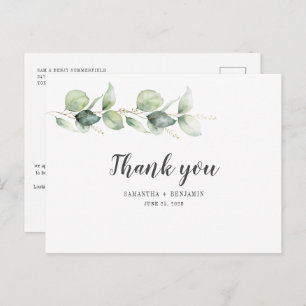 Cartão Postal Casamento de Folhagem Botânica Eucalyptus Watercol