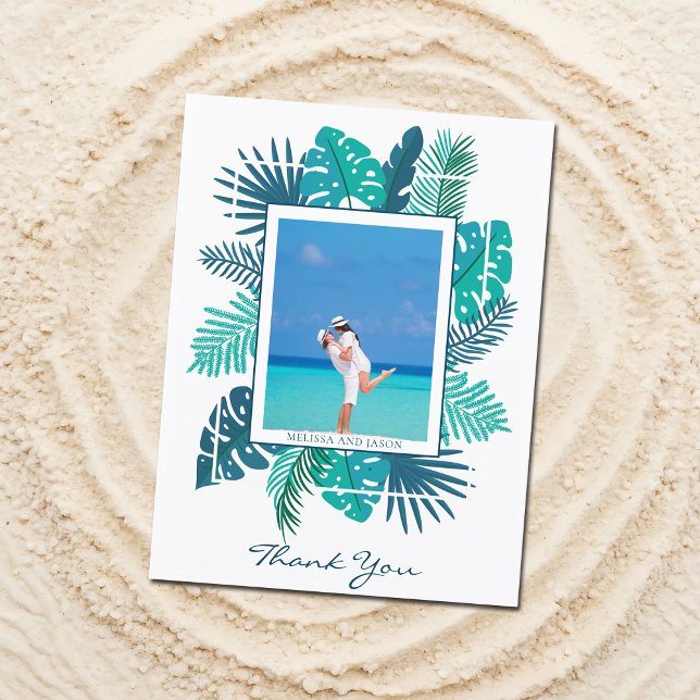 Cartão Postal Casamento de Folhagem de Praia Foto Personalizada  (Criador carregado)