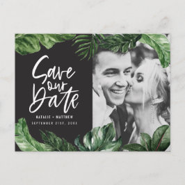 Cartão Postal Casamento de folhagem tropical e de fotografias co
