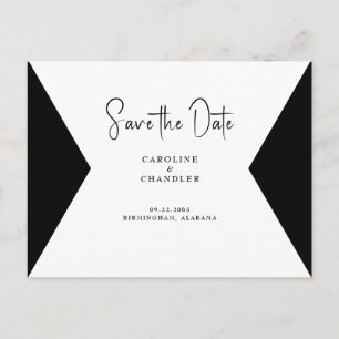 Cartão Postal Casamento de Foto B/W Elegante Salve o Cartão-Post