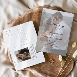 Cartão Postal Casamento de Foto com QR Code Elegante