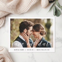 Cartão Postal Casamento de Foto com Script Moderno em Mão Salve 