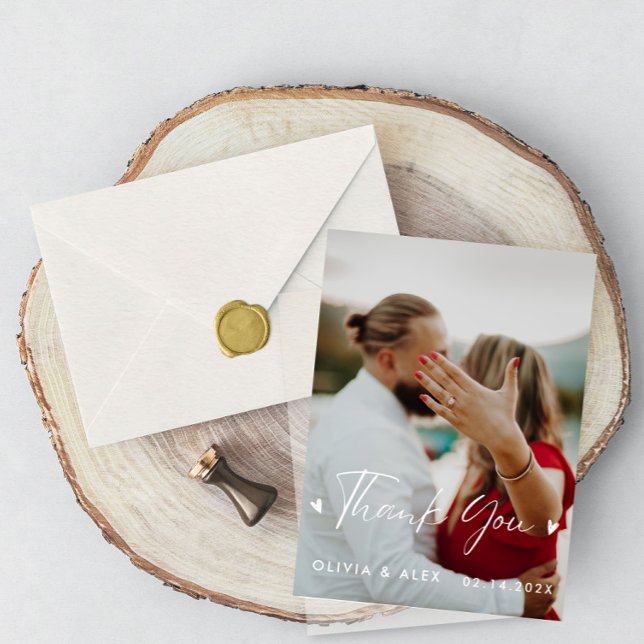 Cartão Postal Casamento de Foto de Roteiro Moderno Obrigado  (Criador carregado)