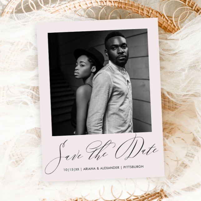 Cartão Postal Casamento de Foto do Script de Blush Elegante Salv (Criador carregado)