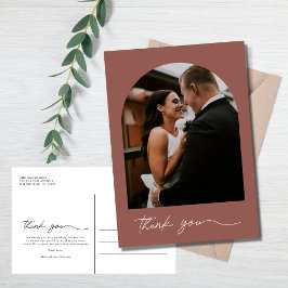 Cartão Postal Casamento de Foto em Arch Moderno Obrigado