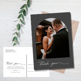Cartão Postal Casamento de Foto em Arch Moderno Obrigado Cartão-