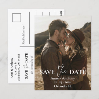 Cartão Postal Casamento de Foto Moderno Salve o Cartão-Postal de
