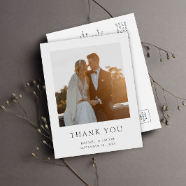 Cartão Postal Casamento de Foto Simples Elegante Obrigado