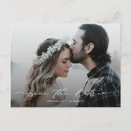 Cartão Postal Casamento de Foto Simples Minimalista Salva A Data