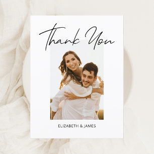 Cartão Postal Casamento de Foto Simples Moderno Manuscrito Obrig