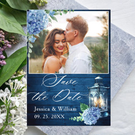 Cartão Postal Casamento de FOTOGRAFIA Blue hydrangea Lanterna Sa