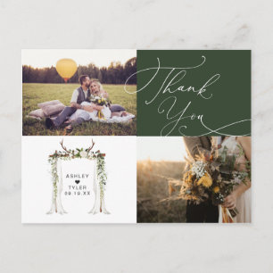 Cartão Postal Casamento De Fotografia Da Mão Russa Obrigado