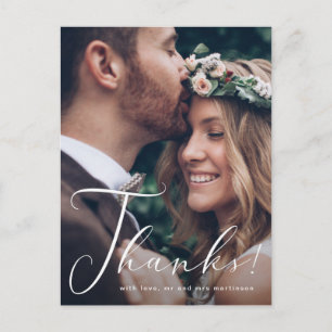 Cartão Postal Casamento de Fotografias com Script de Obrigados b