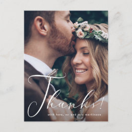 Cartão Postal Casamento de Fotografias com Script de Obrigados b