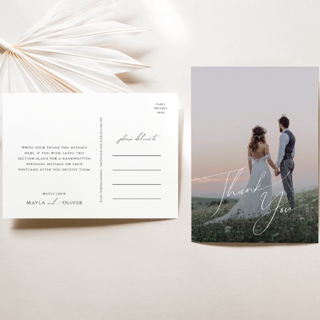 Cartão Postal Casamento de Fotografias com Script Mínimo Whimsic (Criador carregado)