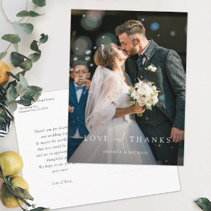 Cartão Postal Casamento de Fotografias Personalizado Obrigado