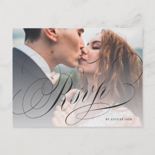 Cartão Postal Casamento de fotos clássicas de caligrafia Elegan