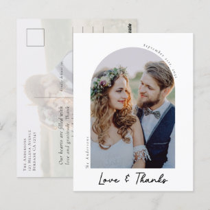 Cartão Postal Casamento de Fotos de Obrigados e Amor Elegante Ob