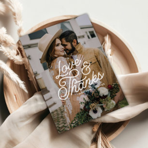 Cartão Postal Casamento de Fotos de Obrigados e Amor Retroativo