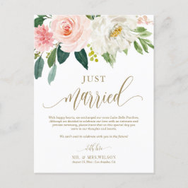 Cartão Postal Casamento de Fotos do Recem casados Dourado Flores