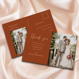 Cartão Postal Casamento de Fotos Minimalista Moderno Elegante Ob