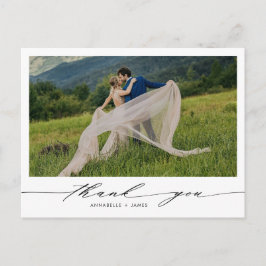 Cartão Postal Casamento de Fotos Minimalista Obrigado