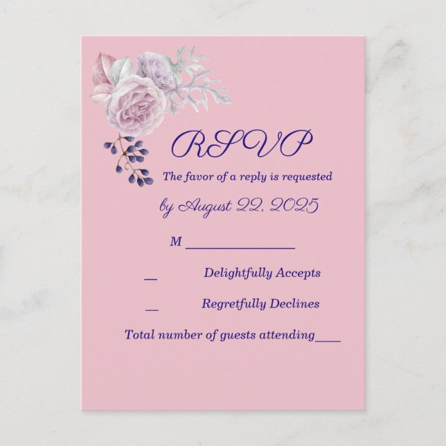 Cartão Postal Casamento de Frames Geométricos Roxos Pink Peonies (Frente)