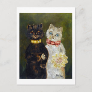 Cartão Postal Casamento de Gato, Casamento, Noiva, Louis Wain