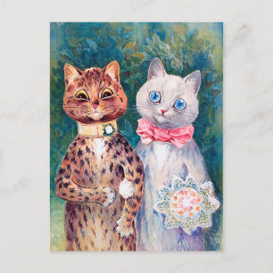Cartão Postal Casamento de Gato, Casamento, Noiva, Louis Wain