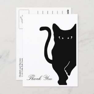 Cartão Postal Casamento de Gato Negro Moderno Obrigado