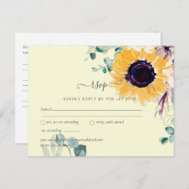 Cartão Postal Casamento de Girassóis de Verão com Eucalipto