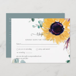 Cartão Postal Casamento de Girassóis de Verão com Eucalipto