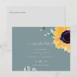 Cartão Postal Casamento de Girassóis de Verão com Eucalipto Verd