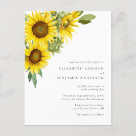 Cartão Postal Casamento de Girassol Elegante Cama Floral I