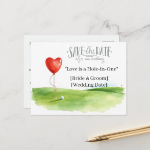 Cartão Postal Casamento de Golfe Salve a Data Curso de Golfe Ele