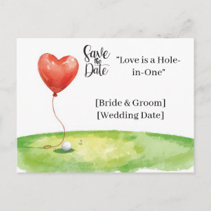 Cartão Postal Casamento de Golfe Salve a Data Curso de Golfe Ele