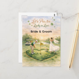 Cartão Postal Casamento de Golfe Sortudo no Amor tema do Dia de