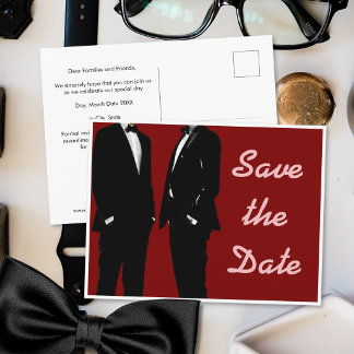 Cartão Postal Casamento de Homens Gays Modernos Elegantes Salve